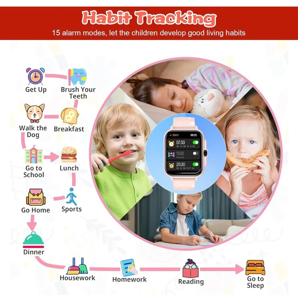 Smartwatch for kids girls age 5-12, AI functions games HD touch screen watches